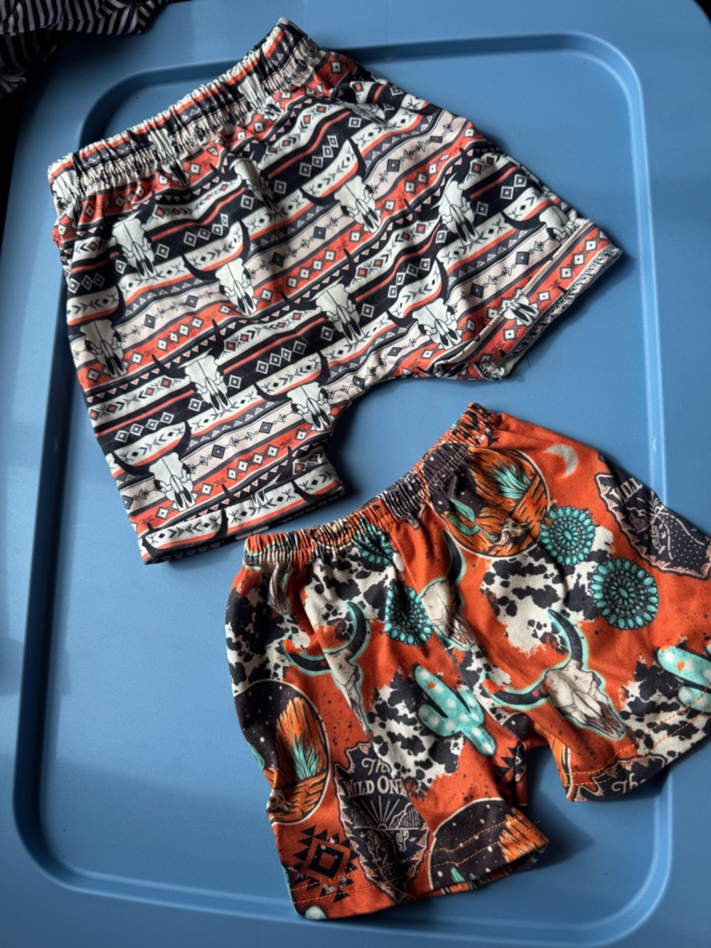 Southwestern Print Baby/Toddler Shorts Set - Orange, Teal, Black, White